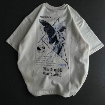 Kadın Baskılı T-Shirt Kısa Kol Bisiklet Yaka Oversize Rahat Kalıp Günlük Tişört - Beyaz Kadın Baskılı T-Shirt Kısa Kol Bisiklet Yaka Oversize Rahat Kalıp Günlük Tişört - Beyaz