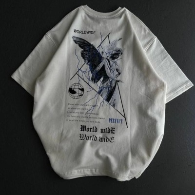 Kadın Baskılı T-Shirt Kısa Kol Bisiklet Yaka Oversize Rahat Kalıp Günlük Tişört - Beyaz Kadın Baskılı T-Shirt Kısa Kol Bisiklet Yaka Oversize Rahat Kalıp Günlük Tişört - Beyaz