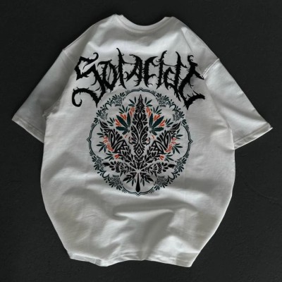 Kadın Baskılı T-Shirt Kısa Kol Bisiklet Yaka Oversize Rahat Kalıp Günlük Tişört - Beyaz Kadın Baskılı T-Shirt Kısa Kol Bisiklet Yaka Oversize Rahat Kalıp Günlük Tişört - Beyaz