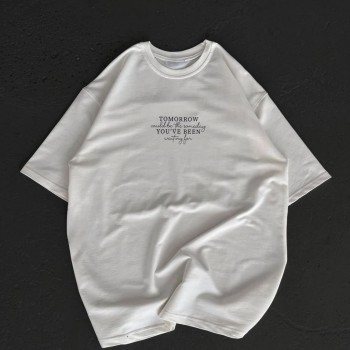 Kadın Baskılı T-Shirt Kısa Kol Bisiklet Yaka Oversize Rahat Kalıp Günlük Tişört - Beyaz Kadın Baskılı T-Shirt Kısa Kol Bisiklet Yaka Oversize Rahat Kalıp Günlük Tişört - Beyaz