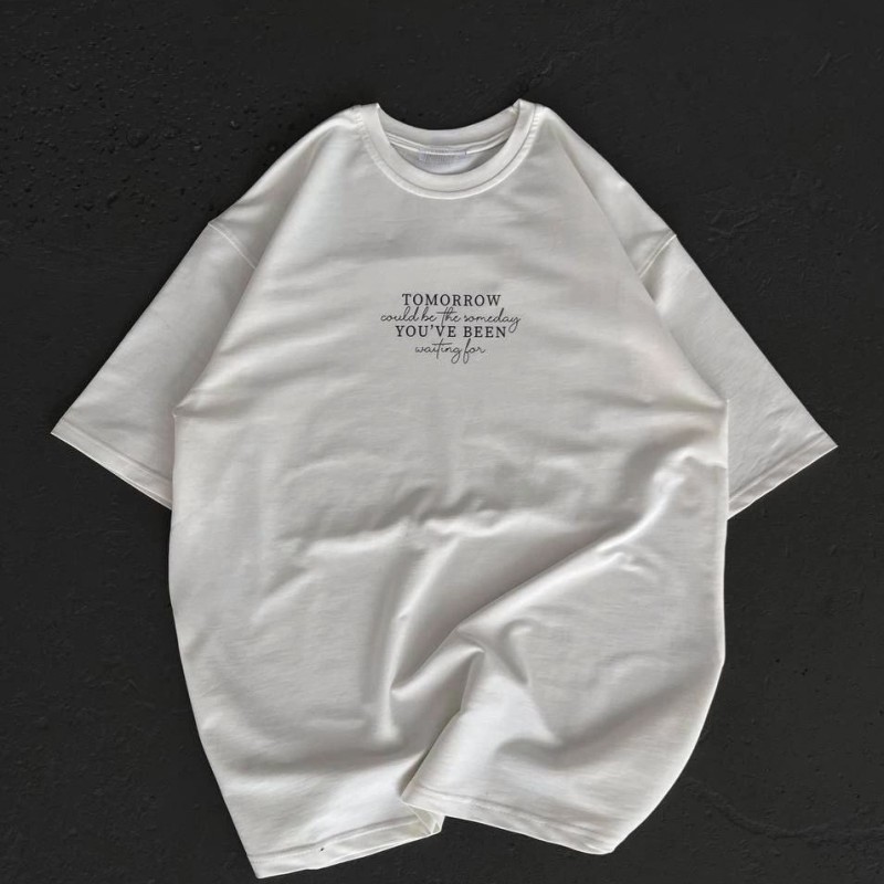 Kadın Baskılı T-Shirt Kısa Kol Bisiklet Yaka Oversize Rahat Kalıp Günlük Tişört - Beyaz Kadın Baskılı T-Shirt Kısa Kol Bisiklet Yaka Oversize Rahat Kalıp Günlük Tişört - Beyaz
