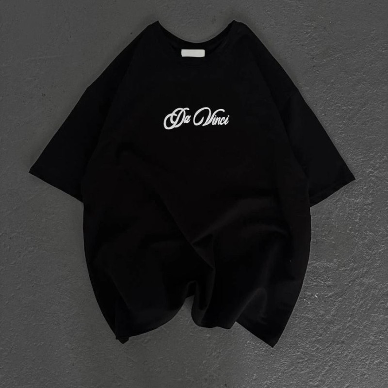 Kadın Baskılı T-Shirt Kısa Kol Bisiklet Yaka Oversize Rahat Kalıp Günlük Tişört - Siyah Kadın Baskılı T-Shirt Kısa Kol Bisiklet Yaka Oversize Rahat Kalıp Günlük Tişört - Siyah