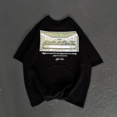 Kadın Baskılı T-Shirt Kısa Kol Bisiklet Yaka Oversize Rahat Kalıp Günlük Tişört - Siyah Kadın Baskılı T-Shirt Kısa Kol Bisiklet Yaka Oversize Rahat Kalıp Günlük Tişört - Siyah