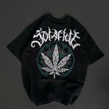 Kadın Baskılı T-Shirt Kısa Kol Bisiklet Yaka Oversize Rahat Kalıp Günlük Tişört - Siyah Kadın Baskılı T-Shirt Kısa Kol Bisiklet Yaka Oversize Rahat Kalıp Günlük Tişört - Siyah
