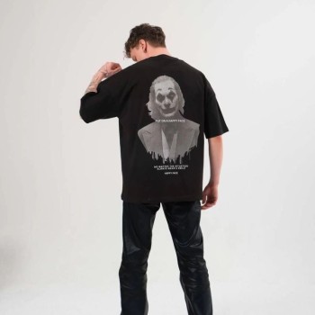 Kadın Baskılı T-Shirt Kısa Kol Bisiklet Yaka Oversize Rahat Kalıp Günlük Tişört - Siyah Kadın Baskılı T-Shirt Kısa Kol Bisiklet Yaka Oversize Rahat Kalıp Günlük Tişört - Siyah