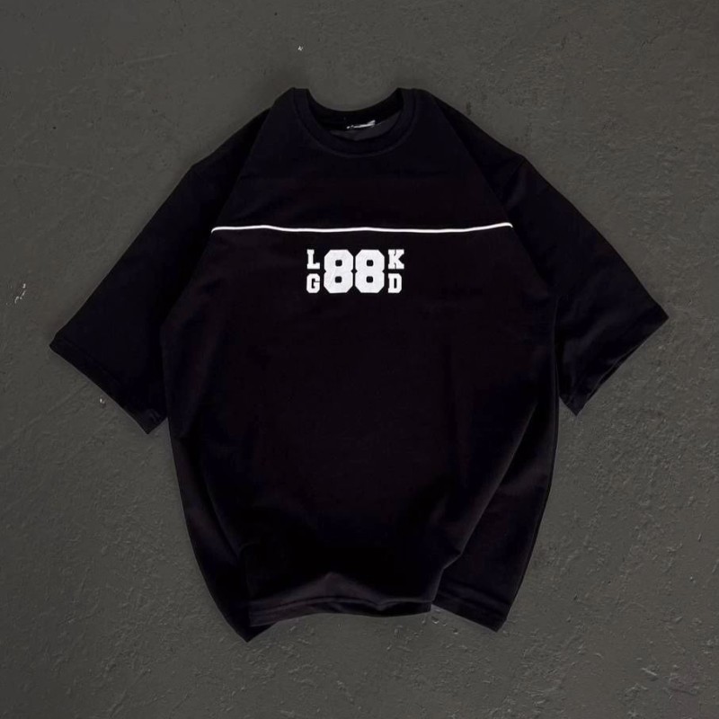 Kadın Baskılı T-Shirt Kısa Kol Bisiklet Yaka Oversize Rahat Kalıp Günlük Tişört - Siyah Kadın Baskılı T-Shirt Kısa Kol Bisiklet Yaka Oversize Rahat Kalıp Günlük Tişört - Siyah
