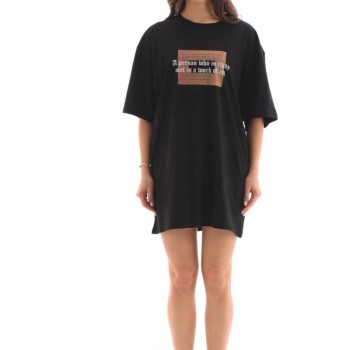 Kadın Baskılı T-Shirt Kısa Kol Bisiklet Yaka Oversize Rahat Kalıp Tişört - Siyah Kadın Baskılı T-Shirt Kısa Kol Bisiklet Yaka Oversize Rahat Kalıp Tişört - Siyah