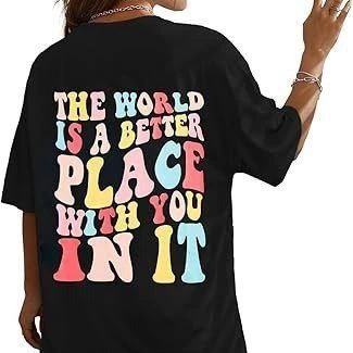 Kadın Baskılı T-Shirt Kısa Kol Bisiklet Yaka Oversize Rahat Kalıp Tişört - Siyah Kadın Baskılı T-Shirt Kısa Kol Bisiklet Yaka Oversize Rahat Kalıp Tişört - Siyah