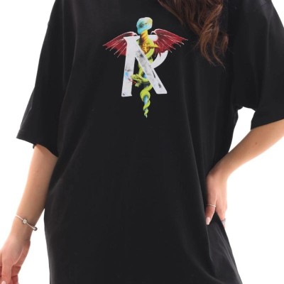 Kadın Baskılı T-Shirt Kısa Kol Bisiklet Yaka Regular Fit Rahat Kalıp Günlük Tişört -Siyah Kadın Baskılı T-Shirt Kısa Kol Bisiklet Yaka Regular Fit Rahat Kalıp Günlük Tişört -Siyah