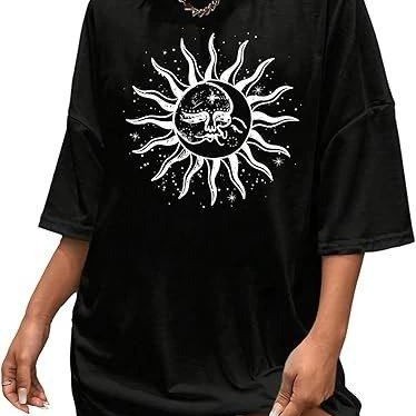 Kadın Baskılı T-Shirt Kısa Kol Bisiklet Yaka Regular Fit Rahat Kalıp Tişört - Siyah Kadın Baskılı T-Shirt Kısa Kol Bisiklet Yaka Regular Fit Rahat Kalıp Tişört - Siyah