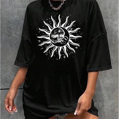 Kadın Baskılı T-Shirt Kısa Kol Bisiklet Yaka Regular Fit Rahat Kalıp Tişört - Siyah Kadın Baskılı T-Shirt Kısa Kol Bisiklet Yaka Regular Fit Rahat Kalıp Tişört - Siyah