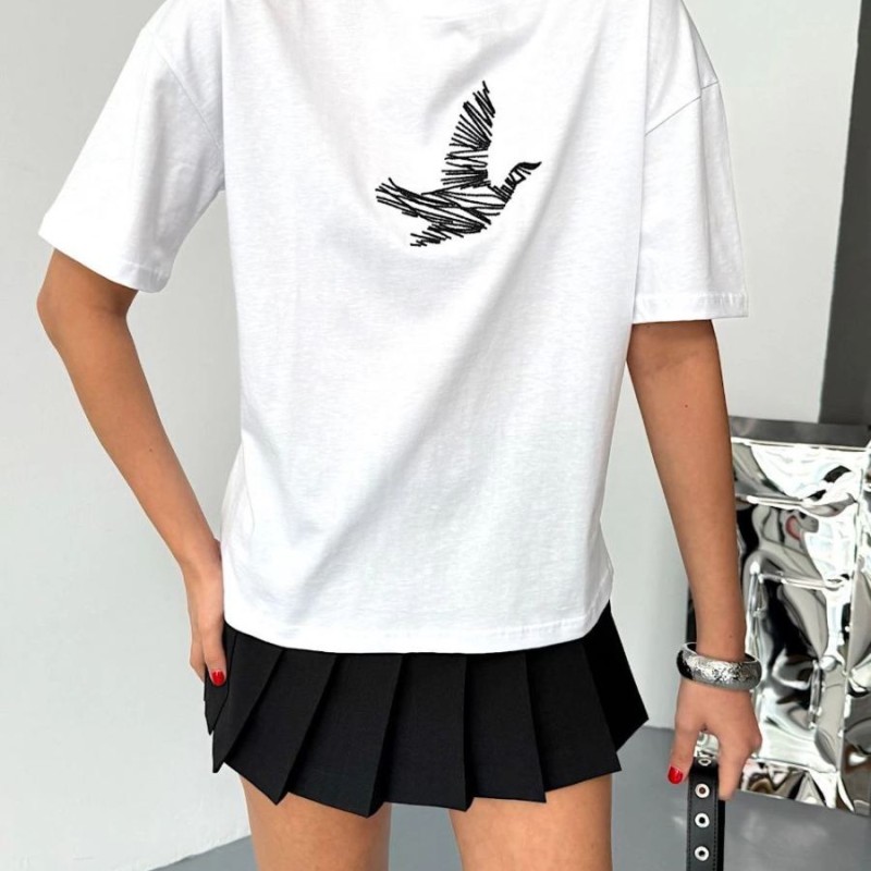 KADIN Baskılı T-Shirt Kısa Kol Bisiklet Yaka Regular Fit Yazlık Tişört - Beyaz KADIN Baskılı T-Shirt Kısa Kol Bisiklet Yaka Regular Fit Yazlık Tişört - Beyaz