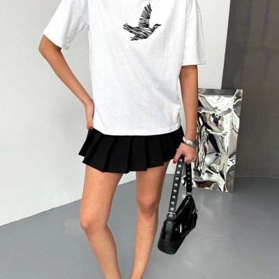 KADIN Baskılı T-Shirt Kısa Kol Bisiklet Yaka Regular Fit Yazlık Tişört - Beyaz KADIN Baskılı T-Shirt Kısa Kol Bisiklet Yaka Regular Fit Yazlık Tişört - Beyaz