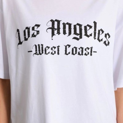 Kadın Baskılı Tişört Kısa Kol Bisiklet Yaka Oversize T-Shirt - Beyaz Kadın Baskılı Tişört Kısa Kol Bisiklet Yaka Oversize T-Shirt - Beyaz