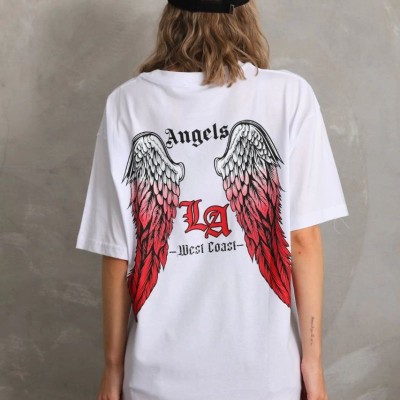 Kadın Baskılı Tişört Kısa Kol Bisiklet Yaka Oversize T-Shirt - Beyaz Kadın Baskılı Tişört Kısa Kol Bisiklet Yaka Oversize T-Shirt - Beyaz