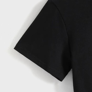 Kadın Baskılı Tişört Kısa Kol Bisiklet Yaka T-shirt - Siyah Kadın Baskılı Tişört Kısa Kol Bisiklet Yaka T-shirt - Siyah