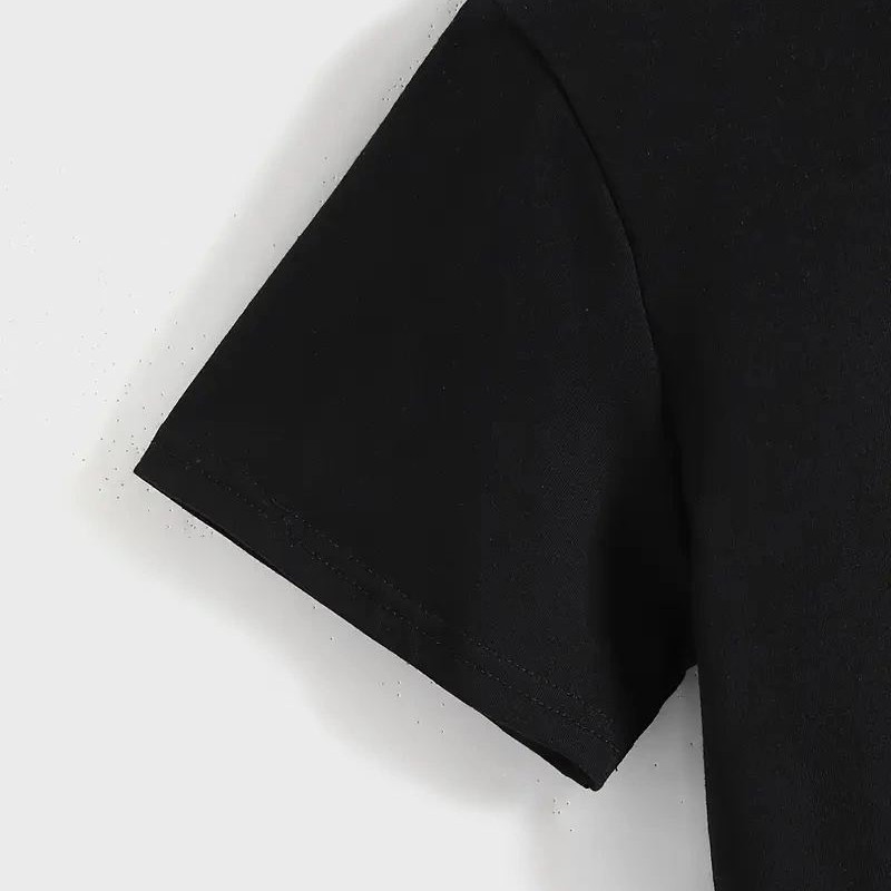 Kadın Baskılı Tişört Kısa Kol Bisiklet Yaka T-shirt - Siyah Kadın Baskılı Tişört Kısa Kol Bisiklet Yaka T-shirt - Siyah