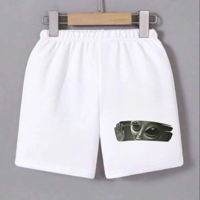 Kadın Beli Lastikli Baskılı Mini Şort - Beyaz Kadın Beli Lastikli Baskılı Mini Şort - Beyaz