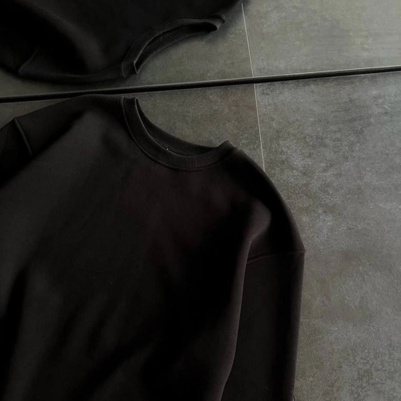 Kadın Bisiklet Yaka 3 İplik Pamuklu Basic SweatShirt - Siyah Kadın Bisiklet Yaka 3 İplik Pamuklu Basic SweatShirt - Siyah