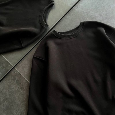 Kadın Bisiklet Yaka 3 İplik Pamuklu Basic SweatShirt - Siyah Kadın Bisiklet Yaka 3 İplik Pamuklu Basic SweatShirt - Siyah