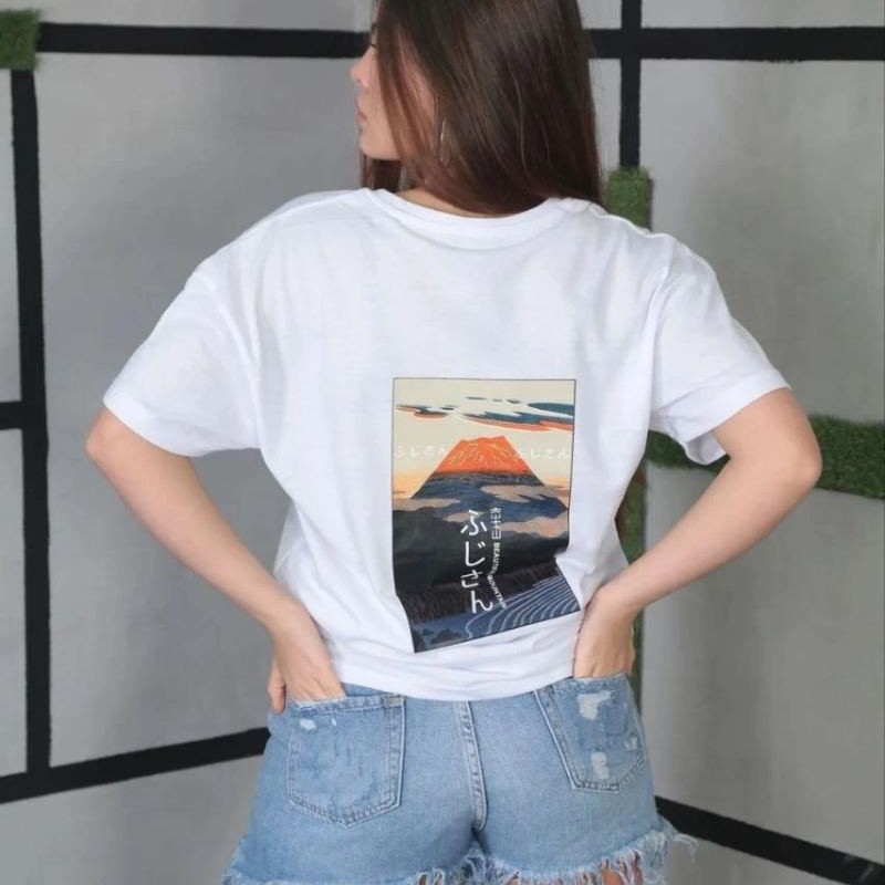 Kadın Bisiklet Yaka Baskılı Kısa kol Oversize T-Shirt- Beyaz Kadın Bisiklet Yaka Baskılı Kısa kol Oversize T-Shirt- Beyaz
