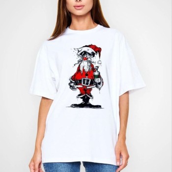 kadın Bisiklet Yaka Baskılı Kısa kol Oversize T-Shirt - Beyaz kadın Bisiklet Yaka Baskılı Kısa kol Oversize T-Shirt - Beyaz