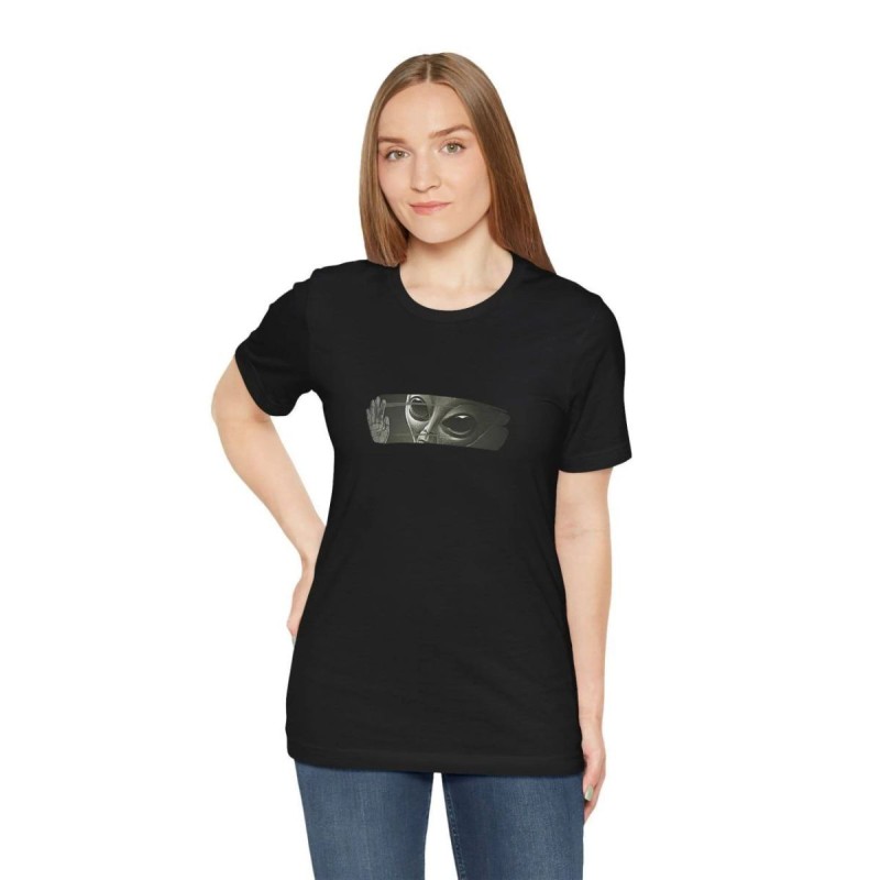 Kadın Bisiklet Yaka Baskılı Kısa kol T-Shirt - Siyah Kadın Bisiklet Yaka Baskılı Kısa kol T-Shirt - Siyah