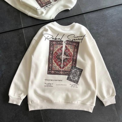 Kadın Bisiklet Yaka Kilim Halı Baskılı 3 İplik Pamuklu Sweatshirt - Beyaz Kadın Bisiklet Yaka Kilim Halı Baskılı 3 İplik Pamuklu Sweatshirt - Beyaz