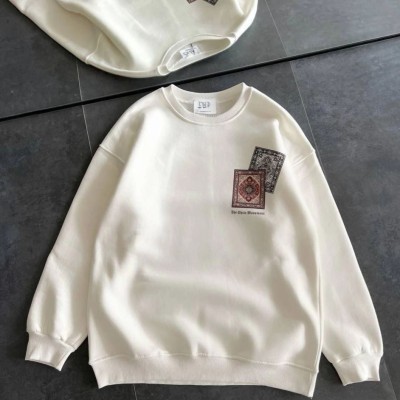 Kadın Bisiklet Yaka Kilim Halı Baskılı 3 İplik Pamuklu Sweatshirt - Beyaz Kadın Bisiklet Yaka Kilim Halı Baskılı 3 İplik Pamuklu Sweatshirt - Beyaz