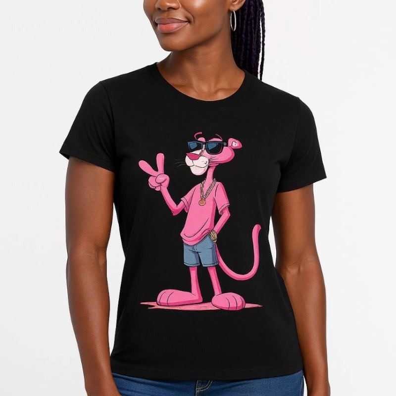 Kadın Bisiklet Yaka Kısa Kollu Baskılı T-shirt - Siyah Kadın Bisiklet Yaka Kısa Kollu Baskılı T-shirt - Siyah