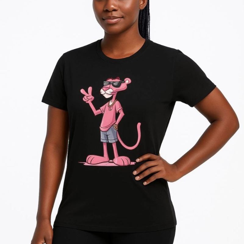 Kadın Bisiklet Yaka Kısa Kollu Baskılı T-shirt - Siyah Kadın Bisiklet Yaka Kısa Kollu Baskılı T-shirt - Siyah