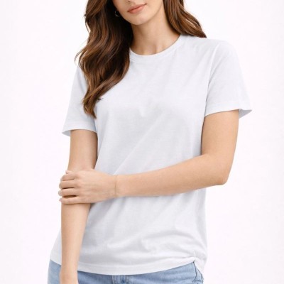 Kadın Bisiklet Yaka Yazlık Kısa kol Düz Tişört Regular Kalıp T-shirt - Beyaz Kadın Bisiklet Yaka Yazlık Kısa kol Düz Tişört Regular Kalıp T-shirt - Beyaz