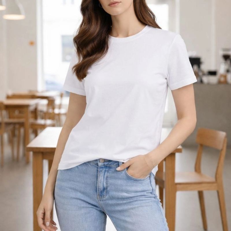 Kadın Bisiklet Yaka Yazlık Kısa kol Düz Tişört Regular Kalıp T-shirt - Beyaz Kadın Bisiklet Yaka Yazlık Kısa kol Düz Tişört Regular Kalıp T-shirt - Beyaz