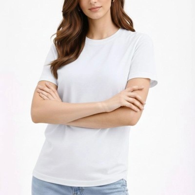 Kadın Bisiklet Yaka Yazlık Kısa kol Düz Tişört Regular Kalıp T-shirt - Beyaz Kadın Bisiklet Yaka Yazlık Kısa kol Düz Tişört Regular Kalıp T-shirt - Beyaz