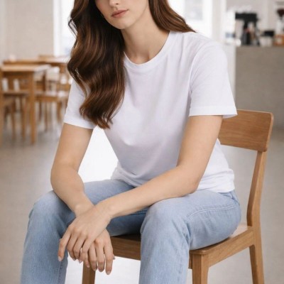 Kadın Bisiklet Yaka Yazlık Kısa kol Düz Tişört Regular Kalıp T-shirt - Beyaz Kadın Bisiklet Yaka Yazlık Kısa kol Düz Tişört Regular Kalıp T-shirt - Beyaz