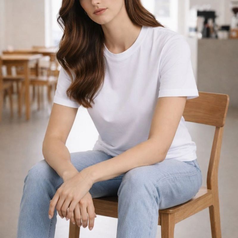 Kadın Bisiklet Yaka Yazlık Kısa kol Düz Tişört Regular Kalıp T-shirt - Beyaz Kadın Bisiklet Yaka Yazlık Kısa kol Düz Tişört Regular Kalıp T-shirt - Beyaz