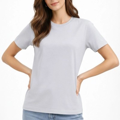 Kadın Bisiklet Yaka Yazlık Kısa kol Düz Tişört Regular Kalıp T-shirt - Gri Kadın Bisiklet Yaka Yazlık Kısa kol Düz Tişört Regular Kalıp T-shirt - Gri