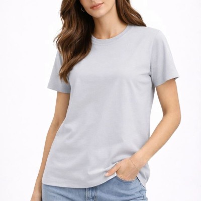 Kadın Bisiklet Yaka Yazlık Kısa kol Düz Tişört Regular Kalıp T-shirt - Gri Kadın Bisiklet Yaka Yazlık Kısa kol Düz Tişört Regular Kalıp T-shirt - Gri