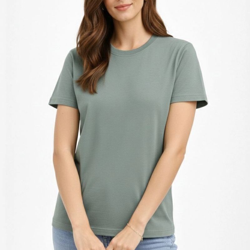 Kadın Bisiklet Yaka Yazlık Kısa kol Düz Tişört Regular Kalıp T-shirt - Mint Yeşili Kadın Bisiklet Yaka Yazlık Kısa kol Düz Tişört Regular Kalıp T-shirt - Mint Yeşili