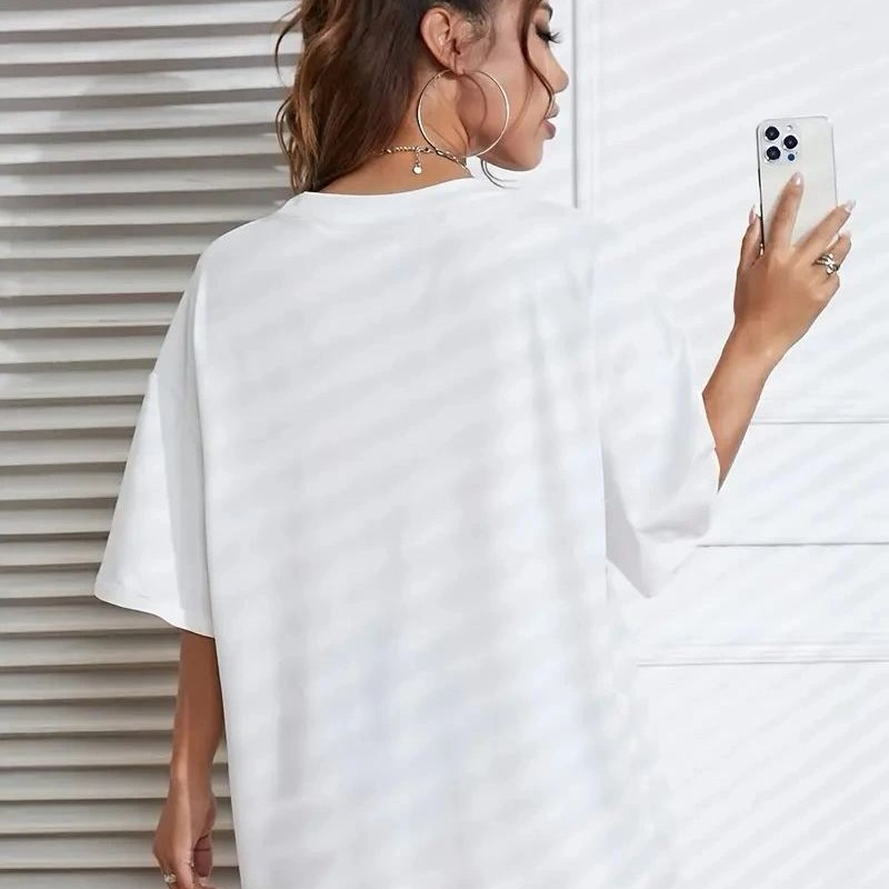 Kadın Brooklyn Baskılı Tişört Kısa Kol Bisiklet Yaka Oversize T-Shirt - Beyaz Kadın Brooklyn Baskılı Tişört Kısa Kol Bisiklet Yaka Oversize T-Shirt - Beyaz