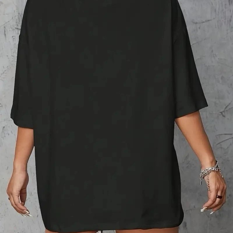 Kadın Brooklyn Baskılı Tişört Kısa Kol Bisiklet Yaka Oversize T-Shirt - Siyah Kadın Brooklyn Baskılı Tişört Kısa Kol Bisiklet Yaka Oversize T-Shirt - Siyah