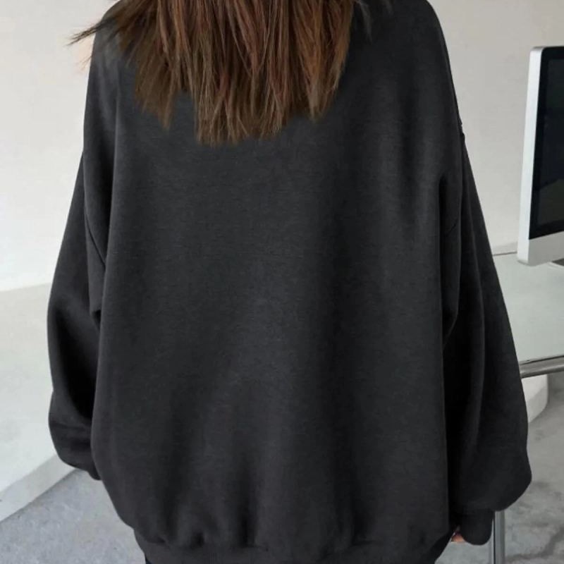 Kadın Düz Bisiklet Yaka 3 iplik Sweatshirt - Siyah Kadın Düz Bisiklet Yaka 3 iplik Sweatshirt - Siyah