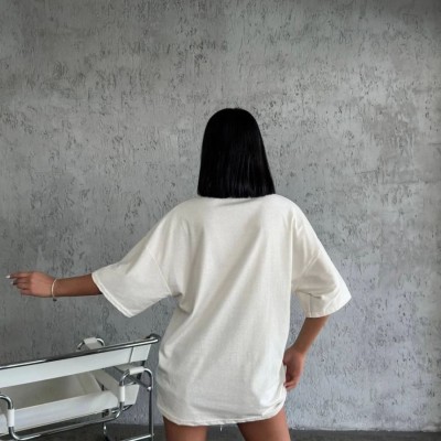 Kadın Düz T-Shirt Kısa Kol Bisiklet Yaka Oversize Rahat Kalıp Günlük Tişört - Beyaz Kadın Düz T-Shirt Kısa Kol Bisiklet Yaka Oversize Rahat Kalıp Günlük Tişört - Beyaz