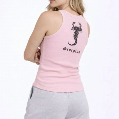 Kadın Fitilli Atlet Sıfır Yaka Slim Fit Arka Baskılı Spor Atlet - Pembe Kadın Fitilli Atlet Sıfır Yaka Slim Fit Arka Baskılı Spor Atlet - Pembe