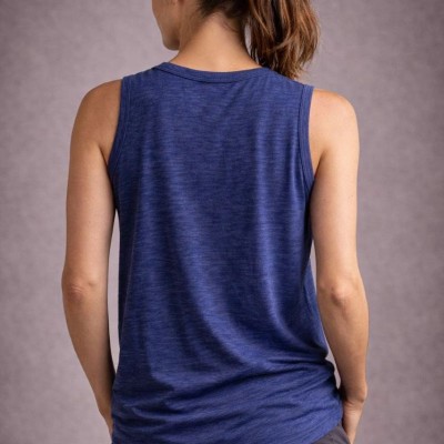 Kadın Flamlı Kumaş Kolsuz Atlet Günlük Fitness Spor T-Shirt - İndigo