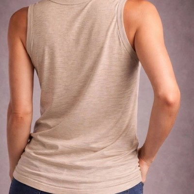 Kadın Flamlı Kumaş Kolsuz Atlet Günlük Fitness Spor T-Shirt - Taş Kadın Flamlı Kumaş Kolsuz Atlet Günlük Fitness Spor T-Shirt - Taş