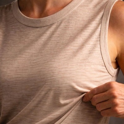 Kadın Flamlı Kumaş Kolsuz Atlet Günlük Fitness Spor T-Shirt - Taş Kadın Flamlı Kumaş Kolsuz Atlet Günlük Fitness Spor T-Shirt - Taş
