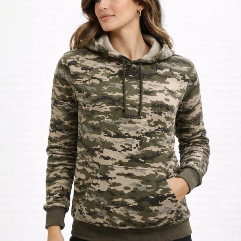 Kadın Kamuflaj Desenli 2 İplik 4 Mevsim Kapüşonlu Kanguru Cepli Hoodie Sweatshirt - Kamuflaj Kadın Kamuflaj Desenli 2 İplik 4 Mevsim Kapüşonlu Kanguru Cepli Hoodie Sweatshirt - Kamuflaj