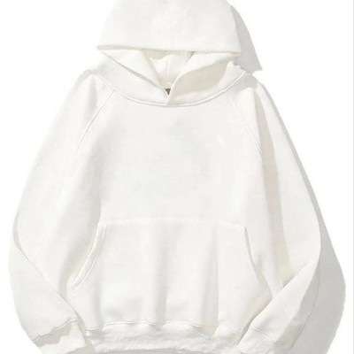 Kadın Kapüşonlu Kanguru Cepli 3 İplik Pamuklu Düz Hoodie Sweatshirt - Beyaz Kadın Kapüşonlu Kanguru Cepli 3 İplik Pamuklu Düz Hoodie Sweatshirt - Beyaz