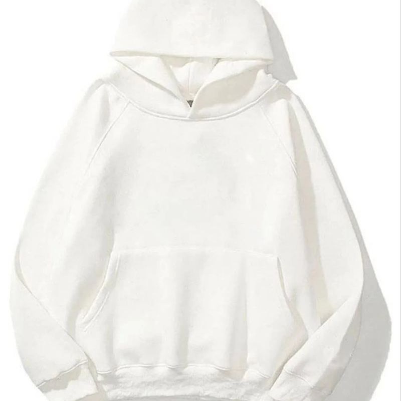 Kadın Kapüşonlu Kanguru Cepli 3 İplik Pamuklu Düz Hoodie Sweatshirt - Beyaz Kadın Kapüşonlu Kanguru Cepli 3 İplik Pamuklu Düz Hoodie Sweatshirt - Beyaz